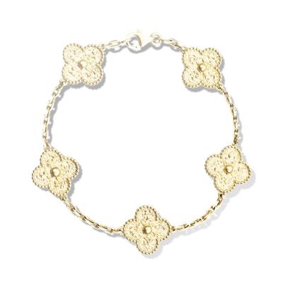 China 18KT Solid Yellow Gold floral Flower Gold Bracelet 5 Motifs Vintage Alhambra for sale