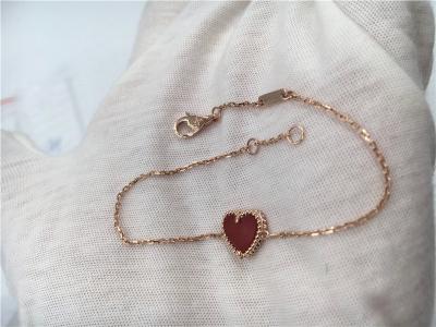 China Young Ladies 18kt Gold Charm Bracelet Jewelry lucky Sweet Alhambra Heart Carnelian for sale