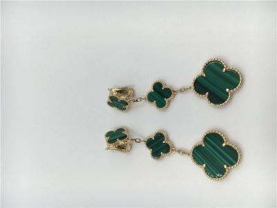 China Women's Green Floral Flower Dangle Earrings 18K Gold Jewelry for sale