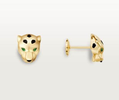 China Platinum Gemstones Head Cheetah Stud Earrings 18KT Rose Yellow Gold for sale