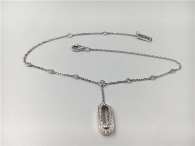 China Cadela 18K Branco de Ouro Pulseira de tornozelo Cadeia com um diamante móvel à venda