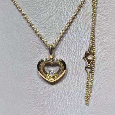 China Women's Floating Diamond Pendant Necklace 18KT Yellow Gold OEM for sale