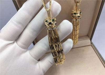 China Handmade Car tier Jewelry, 18K Yellow Gold Panthère De Long Tassel Necklace for sale