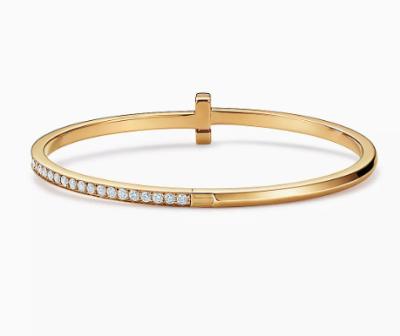 China T1 Narrow Diamond Hinged Bangle in Yellow Gold For Women Men ODM China Jewelry Factory for sale