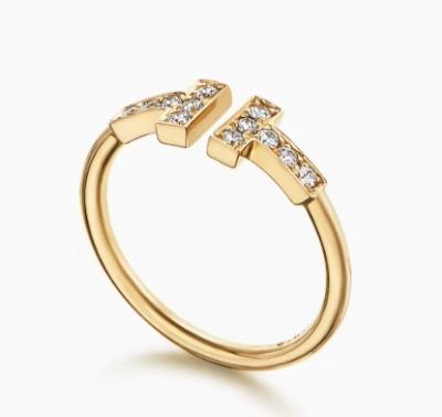 China T Diamond Wire Ring in Yellow Gold For Women ODM China Jewelry Factory for sale