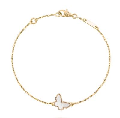 China 18K Yellow Gold Sweet Butterflies Bracelet with Mother-of-pearl Stones for sale