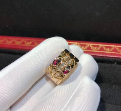 China Glamorous 18K Gold Ruby And Diamond Ring luxury jewelry brands Serpenti Ring for sale