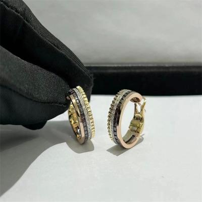 China Custom VVS Diamond High End Gold Earrings Round Cut Gold Diamond Jewelry for sale