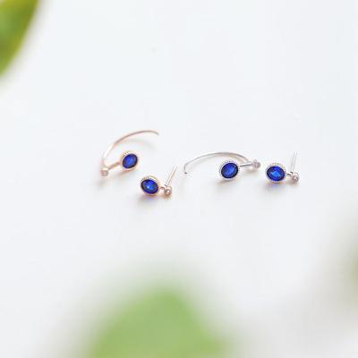 China Fashion style silver blue stone gemstone design silver earrings gemstone design silver blue stone earrings for sale