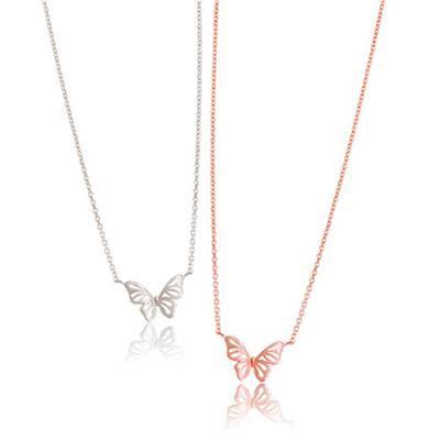 China Cute Butterfly Design 925 Silver Necklace Gold Plated Necklace 18k Gold Plated Necklace for sale