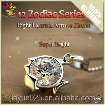 China Wholesale Beautiful Zodiac Romantic Style Jewelry 925 Sterling Silver Cubic Zircon Pendant 12 Zodiac Charms for sale