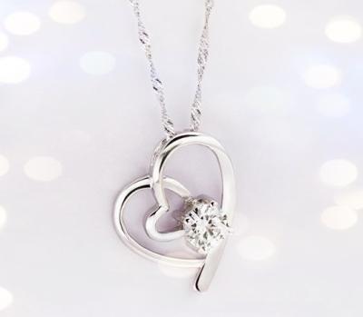 China Wedding Simple Style 925 Sterling Silver Heart Shape Pendant, Good Quality Zircon Pendant, Heart By Heart Silver Pendant for sale