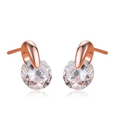 China Newly Jewelry Cute Silver CZ Silver Stud Earrings , Snowflake Rose Gold Plated Stud Earrings for sale