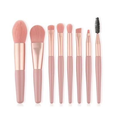 China Portable 8 Pieces Storage Dustproof Bag Large Soft Hair Head Makeup Blush Brush Eyeshadow Brush Eyelash Brush for sale