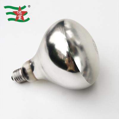 China Animal Husbandry Infrared Heat Bulb Bath Heater R125 Reflector Bulb 275W Glass Infrared Bulb Heating Lamp for sale