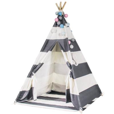 China Easy Set Up Hengfeng Teepee Tent A Window Touch Rich Indoor Teepee Kids Play Tent White House Indian Tepee For Kids Cotton Canvas Tent for sale