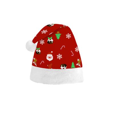 China Round Red Christmas Santa Hats Children Adult Classic Ultra Soft Nonwoven Santa Claus Christmas Hat for sale