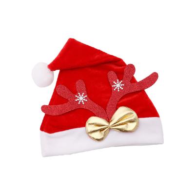 China New Fashion Round Custom Thickened Adult Red Velvet Christmas Antler Christmas Hat Christmas Hat Wholesale for sale