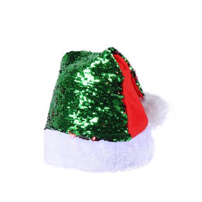 China New Round Christmas Hat Flip Sequin Two Color Christmas Hat Shine Christmas Headpiece Decoration for sale