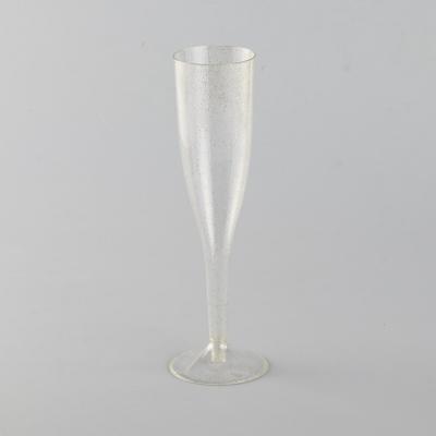 China Disposable Wedding/Party 6.5oz Gold Glitter Plastic Champagne Glass Flutes for sale