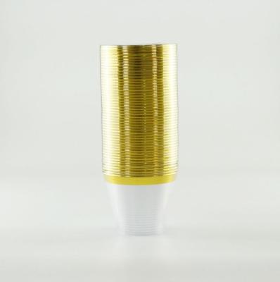 China BPA-FREE Gold Rimmed Plastic Cups Party Wedding 9oz Disposable Hard Plastic Cup for sale