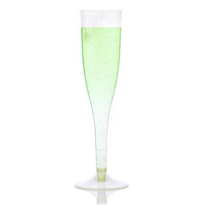 China Party Of 100 Wedding Modern PACKS / Gold To Sparkle Disposable Plastic Champagne Flutes for sale