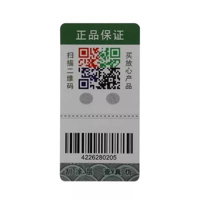 China Manufacturer Sticker Label Printing QR Code Security Label Scratch Coating Recyclable Custom Tamper Resistant Void Sticker for sale