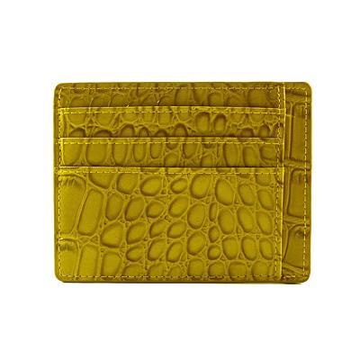 China Vintage Yellow Crocodile Case Business Card Holder Genuine Leather Mobile Card Case for sale