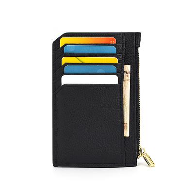 China 2021 Lifestyle Hot-selling Pebble Or Saffiano Eco-Friendly / Dresser / Business / PU Leather Card Holder With Zipper Key Chain Rfid Blocking Business ID Card Holder for sale