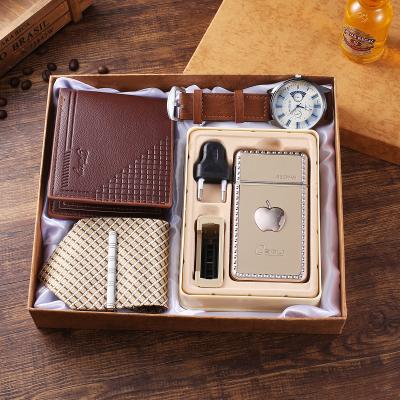 China Gold Waterproof Men's Set Fashion 3pcs Watch Gift Wallet Link Watch Set Gift Razor Wallet Set for sale