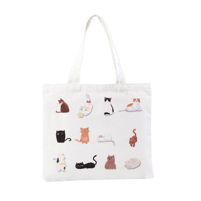 China Simple White Empty Canvas Handled Logo Cotton Tote Bag Low Moq Cheap Reusable Shopping Bags Printing Custom Wholesale for sale