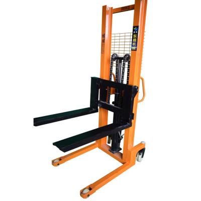 China Construction worksÂ   Mini 1.5 Ton 2.5m Portable Forklift Manual Stacker Hand Stacker for sale