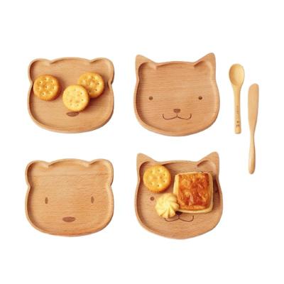 China Casual Cute Bear Shape Kids Dish Natural Bamboo Wooden Dinner Tableware For Baby Feeding for sale