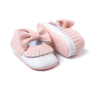 China Lightweight Cheap Price Infant Newborn Toddler Babies Bow Shoes Kids Soft Kids Leather Leather Shoes for sale