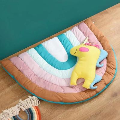 China 100% Soft Design Soft Crawling Rainbow Babies Play Mat Cotton Toy Mat Baby Floor Play Crawling Mat for sale