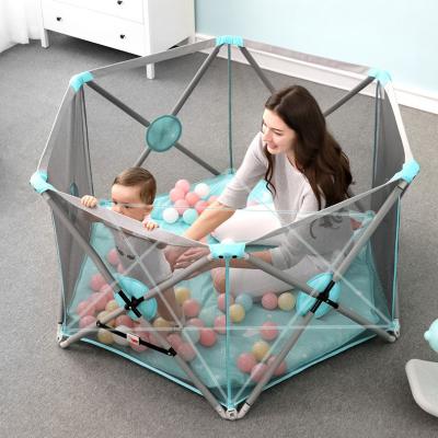 China Children Playing China OEM Portable Indoor and Outdoor Yard Mesh Foldable Safety Baby Playpen for sale