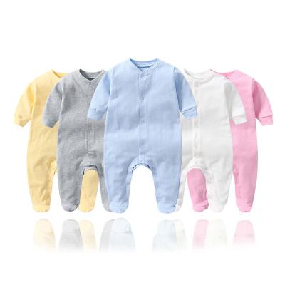 China Hot Sale Antibacterial Organic Cotton Soft Touch White Solid Color Baby Rompers Newborn Baby Clothes for sale