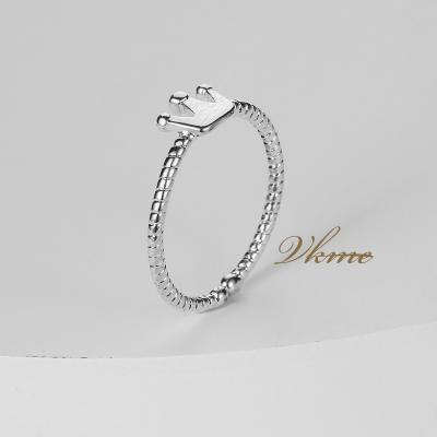 China VKME FASHIONABLE adjustable minimalistic crown rings silver plated high quality copper women silver minimalist rings open resizable ring for sale