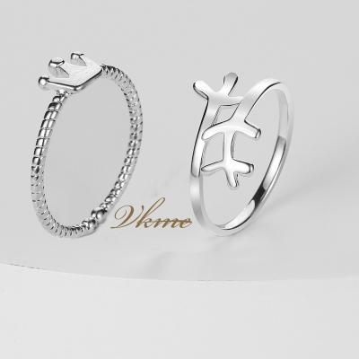 China Fashion TRENDY Jewelry VKME High Quality Copper Silver Plated Adjustable Open Ring For Women for sale