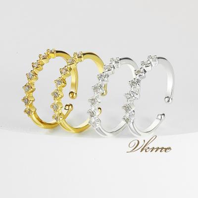 China VKME 2022 new fashion FASHIONABLE light luxury design copper texture inlaid with open zircon seven ring for sale