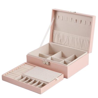 China Custom Size Accepted PU Leather Jewelry Box Organizer for Travel and Packaging for sale