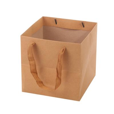 China Recyclable Square Brown Kraft Paperboard Boxes Packaging Bags For Flower Arrangements for sale