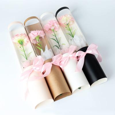 China Round Cylinder Paperboard Luxury Flower Gift Packaging PVC Box for Florist Rose Shipping for sale