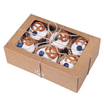 China Customized Printing 6 12 Hole Kraft Paper Muffin Cupcakes Box for Sushi and Cookies for sale