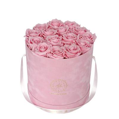 China Wallet CMYK Round Gift Hat Box with Paper Rose Velvet Flower Box Stylish and Functional for sale