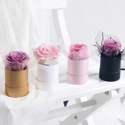 China Mini Tin Colorful Round Floral Box Bouquet Florist Cardboard Boxes Flowers Packaging for sale