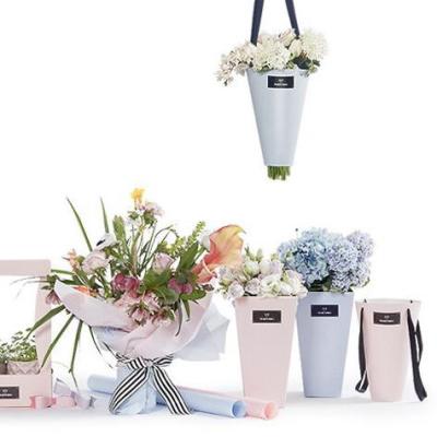 China Cone Shaped Paperboard Boxes Packaging Flower Bouquet Bucket For Fresh Floral Arrangements for sale