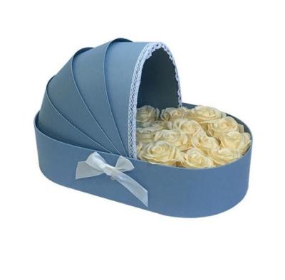 China Custom Baby Bassinet Flower Bouquet Box Packaging Shipping Exquisite Birthday for sale