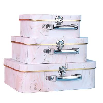 China Marble Printed Empty Cardboard Suitcase Gift Box Clothing Birthday Packaging for sale