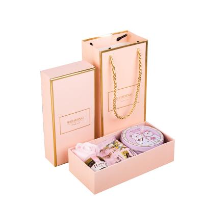 China Handmade Rectangular Pink Cardboard Party Favor Boxes Giftbox Wedding OEM for sale